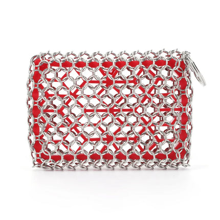 Stainless Steel Cast Iron Scrubber Skillet Chainmail for Cast Iron Pan Chain Mail Scrubber Cast Iron Sponge Metal Scrubber