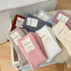 2024 New Winter  Cashmere Wool Women Socks  Casual japanese fashion Solid Color Thicker Long Sock Girls Thermal Warm Crew Sock