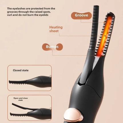 Electric Heated Eyelash Curler Long Lasting Hold Eyelash Curling Device False Eyelashes Clip Comb Women Makeup Beauty Tools