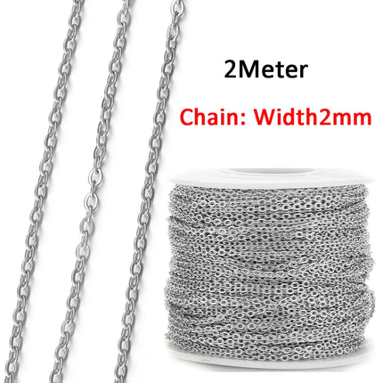 No Fade 2Meters Stainless Steel Chains for Jewelry Making DIY Necklace Bracelet Accessories Gold Chain Lips Beads Beaded Chain