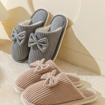 Fashion Women's Bow Slippers Fall/Winter Indoor Bedroom Floor Lightweight and Comfortable&Soft Warm Slippers for Home