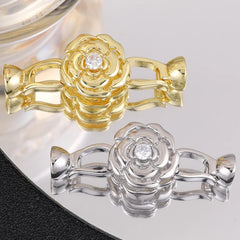 Juya Handmade 18K Gold Silver Plated Fastener Bail Connector Clasps Accessories For Needlework Pearls Beads Jewelry Making