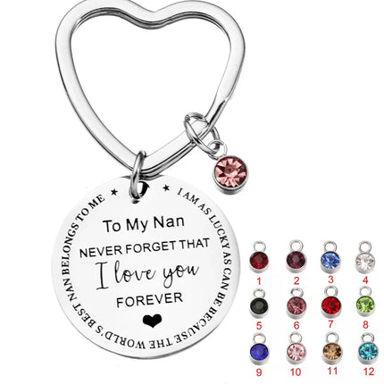 Best Nana Gift Keychain with Birthstone Charm Nana Grandma Nan Birthday Gift Gigi Jewelry Nana Keychain Mothers Day Gifts