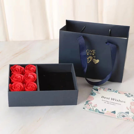 Valentine's Day Eternal Roses Gift Box Window Opening Six Rose Jewelry Gift Packaging Box Birthday Gifts Eternal Flower Ring Box