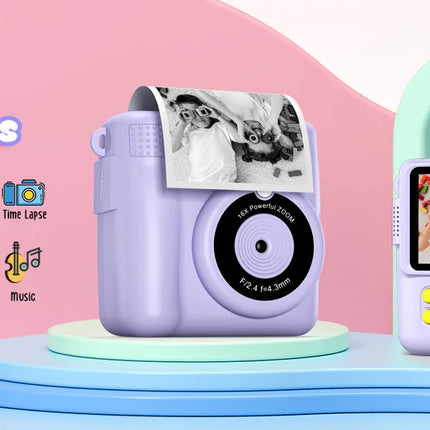 Gofunly Children's Instant Print Camera Thermal Printing Digital Camera 2.4" 1080P Camera Toy For 6-12 Years