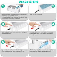 650ML Ultrasonic Cleaning Machine High Frequency Vibration Cleaner Washing Tool Portable Watch Jewelry Glasses Braces Cleaner