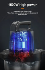 1500W 6.5L Stainless Steel Kitchen Meat Grinder 3 Gears Powerful Motor 4-Layer Blade Vegetable Crusher Onion Garlic Grinder