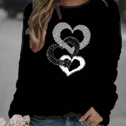 Women's Casual Round Neck Sweatshirt Autumn/winter Printed Christmas Santa Claus Design Comfortable Breathable Ladies Top