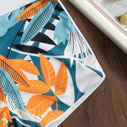 2023 Halter Bikini Set Short Swimsuit Women High Waist Swimwear Female Printed Bathers Swimming Bathing Swim Suit Beachwear