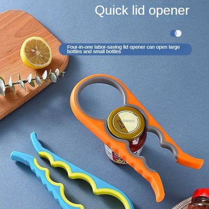 Four-in-One Bottle Opener Kitchen Multi-Functional Can Openers Cans Bottle Opener Non-Slip Labor-Saving Twist Bottle Lid Opener