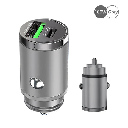 100W USB Car Charger Mini Fast Charging Dual Ports Phone Charger Type C QC3.0 PD Car Chargers for IPhone Xiaomi Huawei Samsung