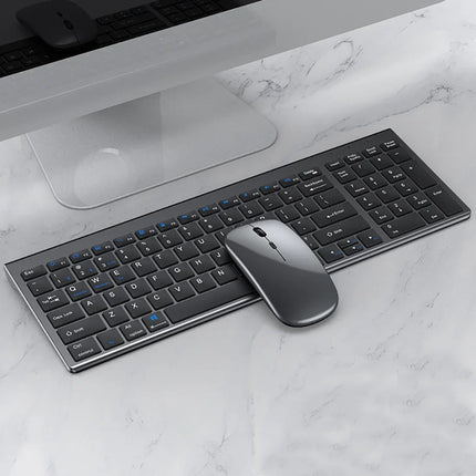 Slim Rechargeable Bluetooth Keyboard and Mouse Set for Laptop Computer 2.4G USB Wireless Keyboard and Mouse Combo