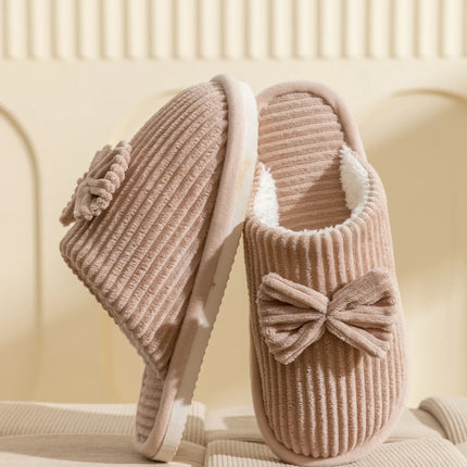 Fashion Women's Bow Slippers Fall/Winter Indoor Bedroom Floor Lightweight and Comfortable&Soft Warm Slippers for Home