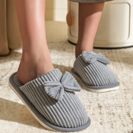 Fashion Women's Bow Slippers Fall/Winter Indoor Bedroom Floor Lightweight and Comfortable&Soft Warm Slippers for Home