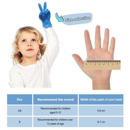 Kids Disposable Nitrile Gloves Children Powder Latex Free Household Cleaning Gloves Crafting Painting Gardening Washing Gloves