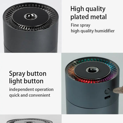 LED Light Aromatherapy Machine Humidifier Diffuser for Car Small Air Humidification Home and Bedroom Big Spray 260ml