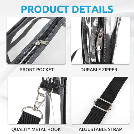 Clear Crossbody Bag Thickened PVC Stadium Approved Purse Bag for Concerts Sports Events Transparent Unisex Shoulder Messenger