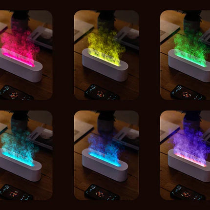 KINSCOTER RGB Flame Aroma Diffuser Air Humidifier Ultrasonic Cool Mist Maker Fogger LED Essential Oil Fire LED Lamp Difusor Gift