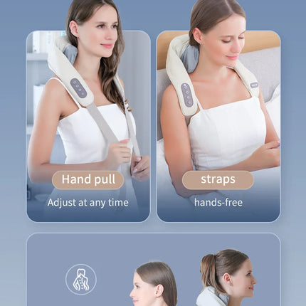 Wireless Neck And Back Massager Neck And Shoulder Kneading Massage Shawl Neck Cervical Relaxing Trapezius Massager