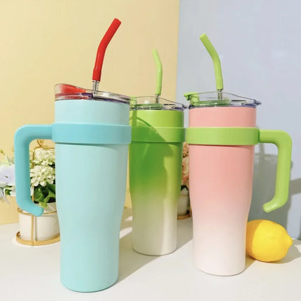 New Insulated Cup Bingba Cup 304 Stainless Steel Water Cup for Girls with Straw Large Capacity 1.2L
