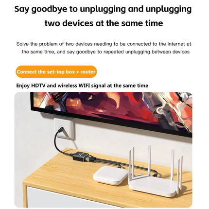 1 IN 2 Network Splitter 1000Mbps RJ45 Adapter Gigabit Converter Internet Ethernet 8P8C Extender Plug Extension