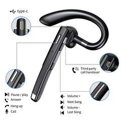 YYK520 Bluetooth Headset Noise Cancelling Sports Earphone Waterproof Digital Display Headphones Single Ear Earbuds Over-Ear