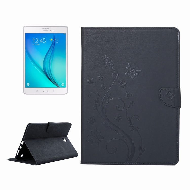 For Galaxy Tab A 8.0 / T350 Pressed Flowers Butterfly Pattern Horizontal Flip PU Leather Case with Magnetic Buckle & Holder & Card Slots & Wallet