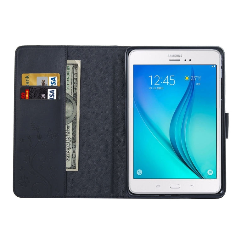 For Galaxy Tab A 8.0 / T350 Pressed Flowers Butterfly Pattern Horizontal Flip PU Leather Case with Magnetic Buckle & Holder & Card Slots & Wallet