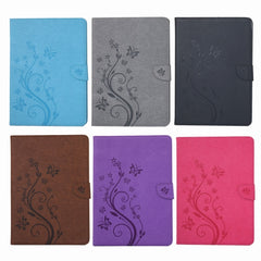For Galaxy Tab A 8.0 / T350 Pressed Flowers Butterfly Pattern Horizontal Flip PU Leather Case with Magnetic Buckle & Holder & Card Slots & Wallet