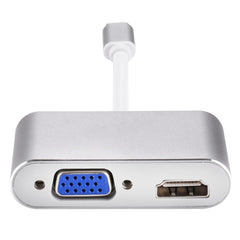 2 in 1 VGA & HDMI Female to USB-C / Type-C Male Hub Splitter Adapter, VGA+HDMI