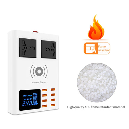 YC-CDA10W 10W Multi Port USB Intelligent Digital Display Fast Charging Wireless Charger, UK Plug, SAS1048A, SAS1048B, SAS1048C