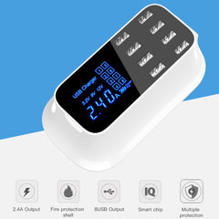 YC-CDA19A 8-port USB Multi-function 40W Intelligent Digital Display Fast Charging Dock, UK Plug