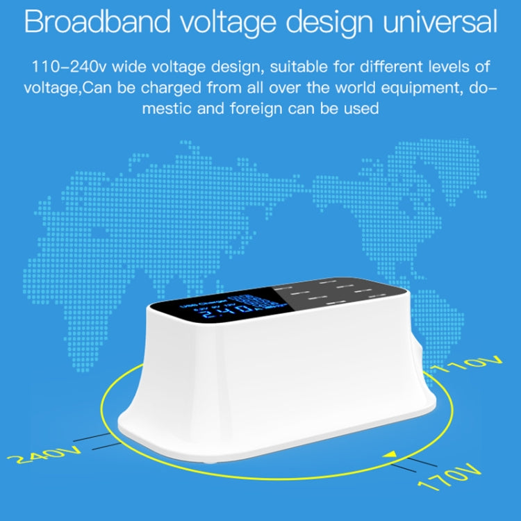 YC-CDA19A 8-port USB Multi-function 40W Intelligent Digital Display Fast Charging Dock, UK Plug