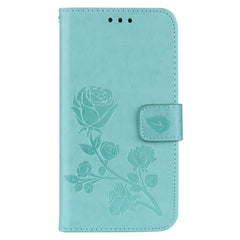 Für Galaxy J3 (2017) / J330 (EU-Version) mit Rosen, gepresstem Blumenmuster, horizontales Klappetui aus Leder mit Halterung, Kartenfächern und Geldbörse, für Samsung Galaxy J3 (2017) / J330 (EU-Version), für Galaxy J3 (2017) / J330 (EU-Version)