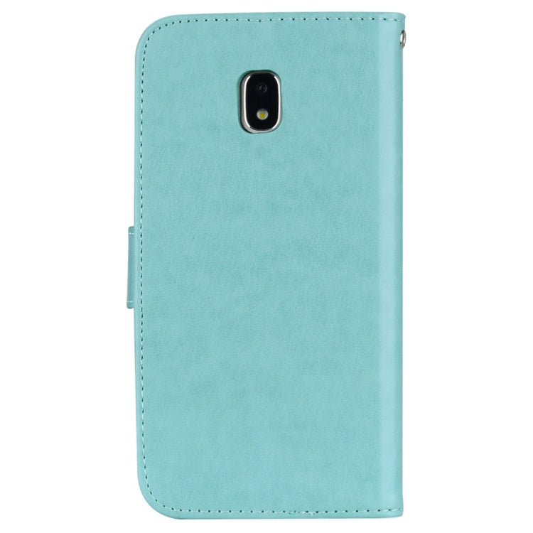 Für Galaxy J3 (2017) / J330 (EU-Version) mit Rosen, gepresstem Blumenmuster, horizontales Klappetui aus Leder mit Halterung, Kartenfächern und Geldbörse, für Samsung Galaxy J3 (2017) / J330 (EU-Version), für Galaxy J3 (2017) / J330 (EU-Version)