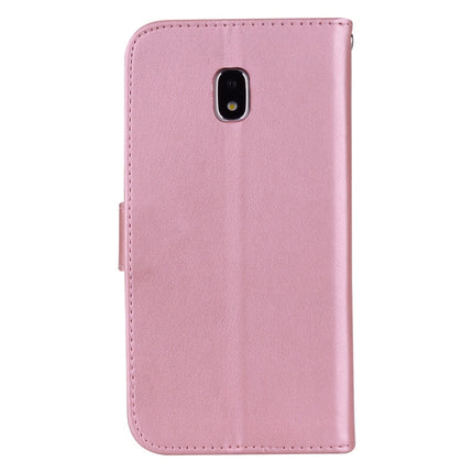 Für Galaxy J3 (2017) / J330 (EU-Version) mit Rosen, gepresstem Blumenmuster, horizontales Klappetui aus Leder mit Halterung, Kartenfächern und Geldbörse, für Samsung Galaxy J3 (2017) / J330 (EU-Version), für Galaxy J3 (2017) / J330 (EU-Version)