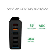 VEDFUN TurboCube D620 Six Ports Quick Charge 3.0 + SDDC Technology USB Charger, EU/US/UK Plug