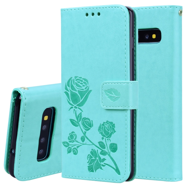 Horizontale Klapphülle aus PU-Leder mit Rosenprägung für das Galaxy S10 Plus, mit Halter &amp; Kartenfächern &amp; Geldbörse, für Samsung Galaxy S10 Plus