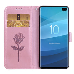 Rose Embossed Horizontal Flip PU Leather Case for Galaxy S10 Plus, with Holder & Card Slots & Wallet, For Samsung Galaxy S10 Plus