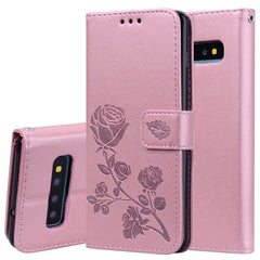 Rose Embossed Horizontal Flip PU Leather Case for Galaxy S10 Plus, with Holder & Card Slots & Wallet, For Samsung Galaxy S10 Plus