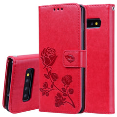 Rose Embossed Horizontal Flip PU Leather Case for Galaxy S10 Plus, with Holder & Card Slots & Wallet, For Samsung Galaxy S10 Plus