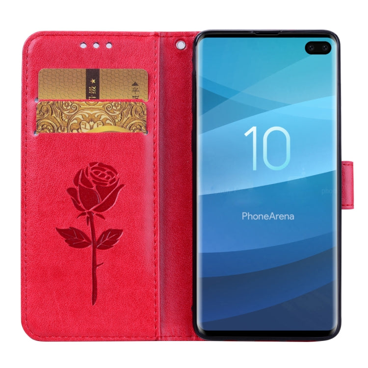 Horizontale Klapphülle aus PU-Leder mit Rosenprägung für das Galaxy S10 Plus, mit Halter &amp; Kartenfächern &amp; Geldbörse, für Samsung Galaxy S10 Plus