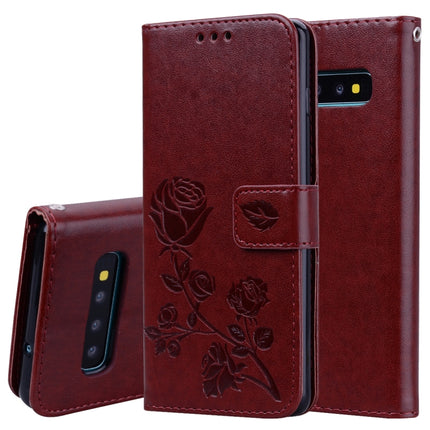 Funda de piel sintética con tapa horizontal con relieve de rosa para Galaxy S10 Plus, con soporte, ranuras para tarjetas y billetera, para Samsung Galaxy S10 Plus