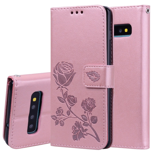 Rose Embossed Horizontal Flip PU Leather Case for Galaxy S10, with Holder & Card Slots & Wallet, For Samsung Galaxy S10