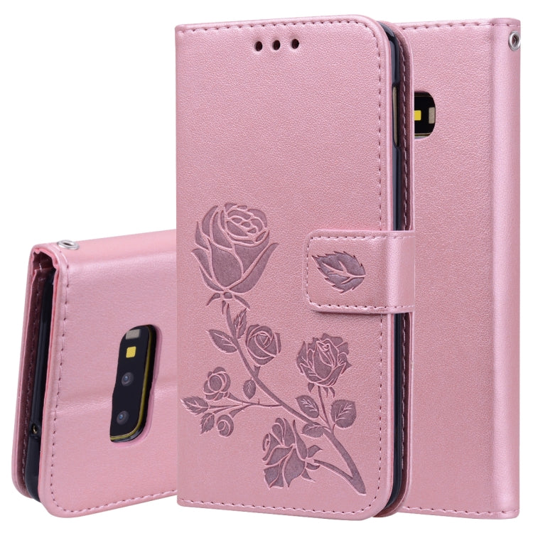 Horizontale Klapphülle aus PU-Leder mit Rosenprägung für Galaxy S10e, mit Halter &amp; Kartenfächern &amp; Geldbörse, für Samsung Galaxy S10e, Galaxy S10e
