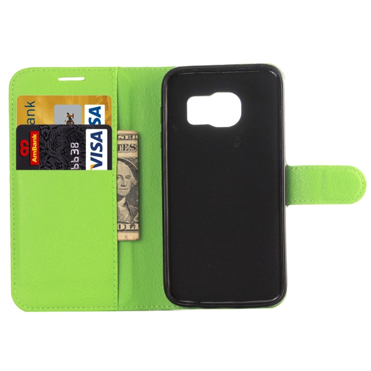 Funda de cuero con tapa horizontal con textura de lichi para Galaxy S7/G930, con soporte, ranuras para tarjetas y billetera, para Galaxy S7