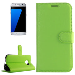 Funda de cuero con tapa horizontal con textura de lichi para Galaxy S7/G930, con soporte, ranuras para tarjetas y billetera, para Galaxy S7