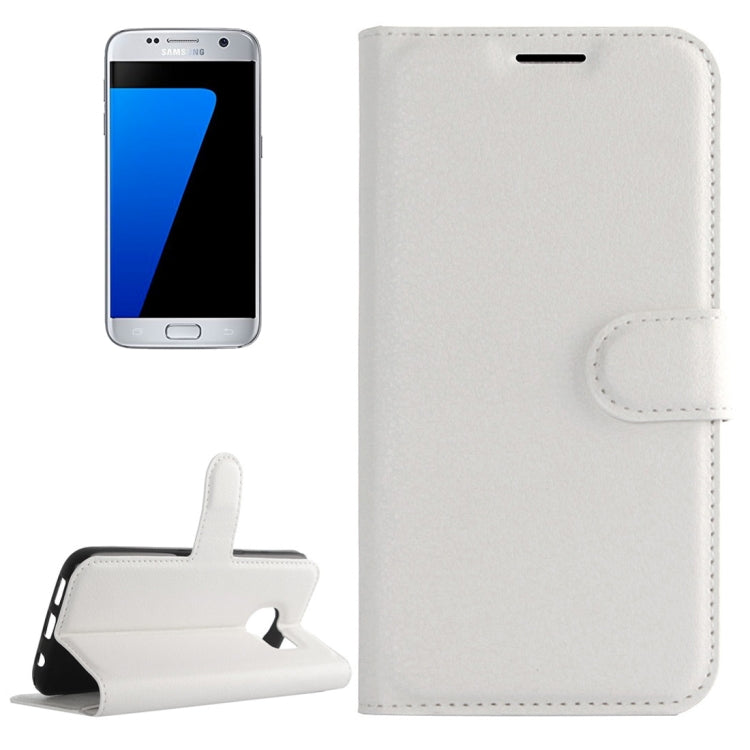 Funda de cuero con tapa horizontal con textura de lichi para Galaxy S7/G930, con soporte, ranuras para tarjetas y billetera, para Galaxy S7
