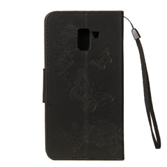 For Galaxy A8 (2018) Vintage Embossed Floral Butterfly Pattern Horizontal Flip Leather Case with Card Slot & Holder & Wallet & Lanyard, For Galaxy A8 (2018)