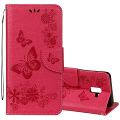 For Galaxy A8 (2018) Vintage Embossed Floral Butterfly Pattern Horizontal Flip Leather Case with Card Slot & Holder & Wallet & Lanyard, For Galaxy A8 (2018)